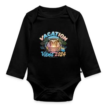 Vacation Vibes 2024 Sunset Palms and Beach - Baby Bio-Langarm-Body - Schwarz - Vorne