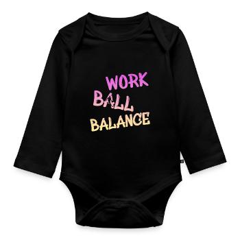 Basketball, Streetball, Work Ball Balance, Bball - Baby Bio-Langarm-Body - Schwarz - Vorne