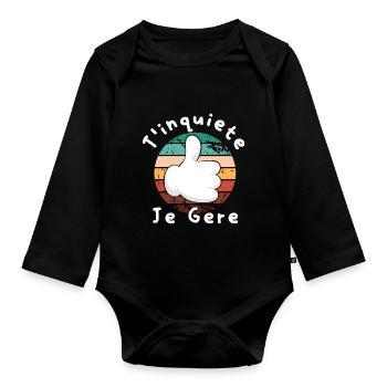 Keine Sorge, ich verwalte Humorous Gift Anniversair - Baby Bio-Langarm-Body - Schwarz - Vorne