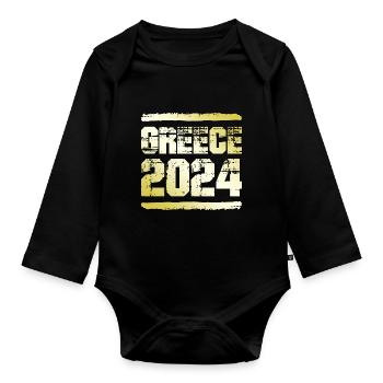 Grèce 2024 Or - Body Bébé bio manches longues - noir - Devant