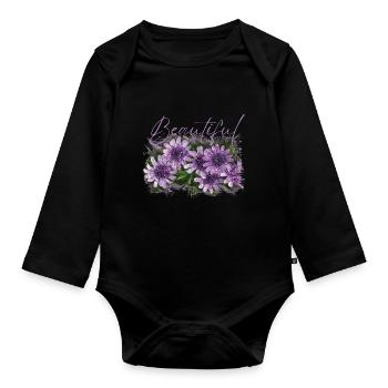 Beautiful Persephone Flowers - Organic Longsleeve Baby Bodysuit - black - Front