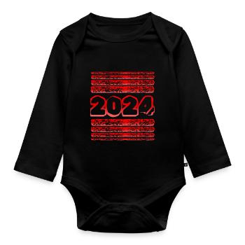 Année 2024 - Body Bébé bio manches longues - noir - Devant