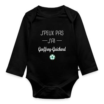 les verts Jpeux pas jai Geoffroy Guichard football - Body Bébé bio manches longues - noir - Devant