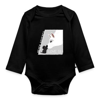 Love is... Dog and Cat - Organic Longsleeve Baby Bodysuit - black - Front