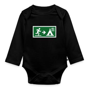 exit to camp - Organic Longsleeve Baby Bodysuit - black - Front