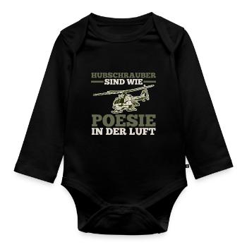 Pilot Helicopter Helicopter - Organic Longsleeve Baby Bodysuit - black - Front