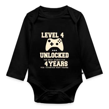 Level 4 Vintage Anniversaire Vintage Rétro - Body Bébé bio manches longues - noir - Devant