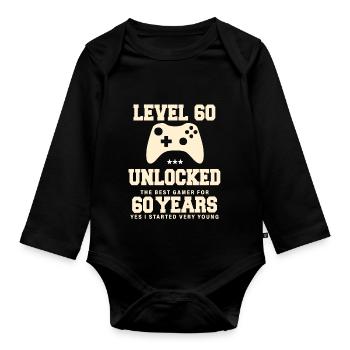 Level 60 Vintage Retro Vintage Anniversary - Organic Longsleeve Baby Bodysuit - black - Front