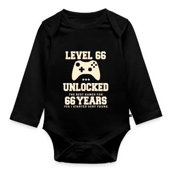 Level 66 Vintage Retro Vintage Birthday - Organic Longsleeve Baby Bodysuit - black - Front