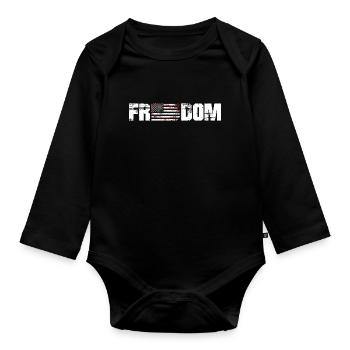 Patriotic USA Home Map Grunge Tee - Organic Longsleeve Baby Bodysuit - black - Front
