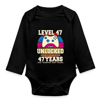 Original 1977 47 ans Niveau 47 Débloquer - Body Bébé bio manches longues - noir - Devant