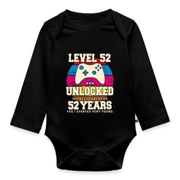 Original 1972 52 Years Level 52 Unlock - Organic Longsleeve Baby Bodysuit - black - Front