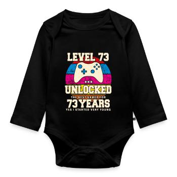 Original 1951 73 Years Old Level 73 Unlock - Organic Longsleeve Baby Bodysuit - black - Front