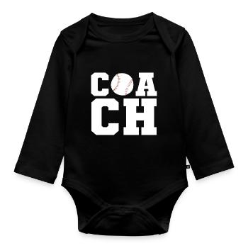 Softball Joueur Softball Entraîneur - Body Bébé bio manches longues - noir - Devant