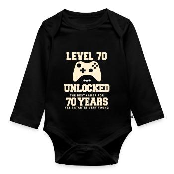 Level 70 Vintage Retro Vintage Birthday - Organic Longsleeve Baby Bodysuit - black - Front