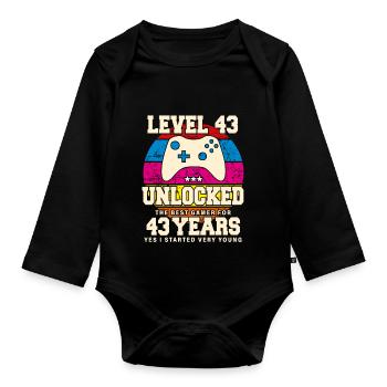 Original 1981 43 ans Niveau 43 Débloquer - Body Bébé bio manches longues - noir - Devant