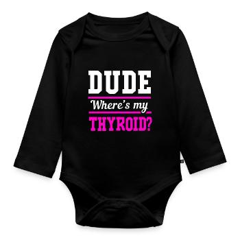 Thyroid cancer Thyroid cancer - Organic Longsleeve Baby Bodysuit - black - Front