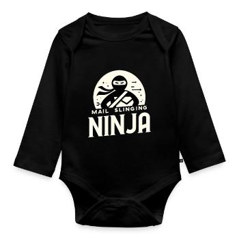 Postwurfsendung Ninja - Baby Bio-Langarm-Body - Schwarz - Vorne