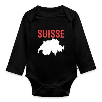 Suisse Suisse Suisse Allemande - Body Bébé bio manches longues - noir - Devant