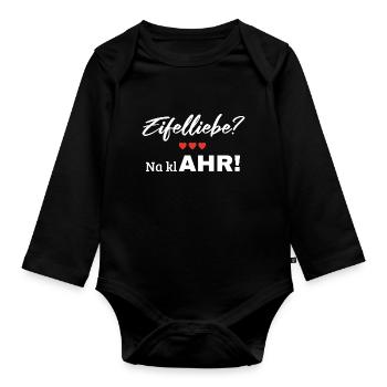 Eifel Liebe Ahr Ahrtal Heimat Herz Wandern Region - Baby Bio-Langarm-Body - Schwarz - Vorne