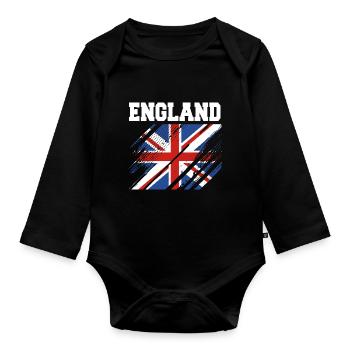England English - Organic Longsleeve Baby Bodysuit - black - Front