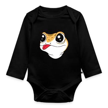 Leopard Gecko - Organic Longsleeve Baby Bodysuit - black - Front