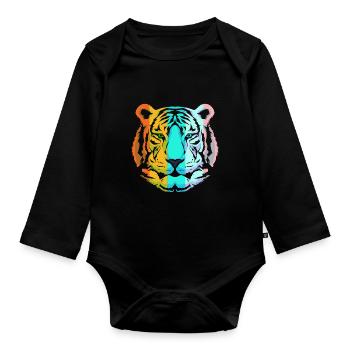 White Tiger - Organic Longsleeve Baby Bodysuit - black - Front