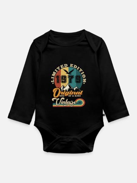 Original 1979 Vintage Édition limitée Cadeau - Langærmet babybody, økologisk bomuld - sort