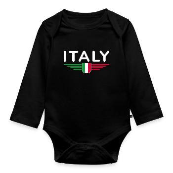 I Love Italy Tenue T-Shirt Design - Body Bébé bio manches longues - noir - Devant