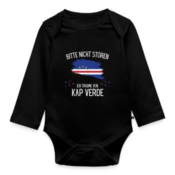 Bitte nicht stören ich träume von Kap Verde - Baby Bio-Langarm-Body - Schwarz - Vorne