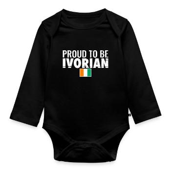 Proud To Be Ivorian Vintage Ivory Coast Flag - Organic Longsleeve Baby Bodysuit - black - Front