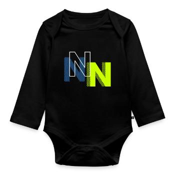 N Letter - Organic Longsleeve Baby Bodysuit - black - Front