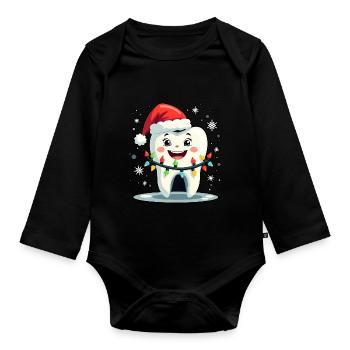 Zähne Weihnachten Zahnarzt Geschenk - Baby Bio-Langarm-Body - Schwarz - Vorne