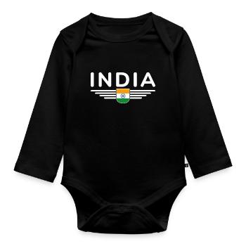 I Love India, Outfit T-Shirt Design Gift - Organic Longsleeve Baby Bodysuit - black - Front