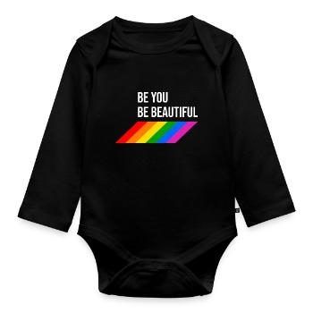 LGBTQIA Beautiful Rainbow - Baby Bio-Langarm-Body - Schwarz - Vorne