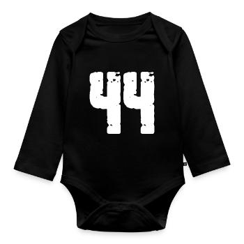 44 Zahl Vintage - Baby Bio-Langarm-Body - Schwarz - Vorne