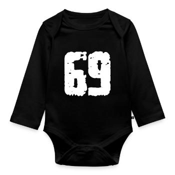 69 Nombre Vintage - Body Bébé bio manches longues - noir - Devant