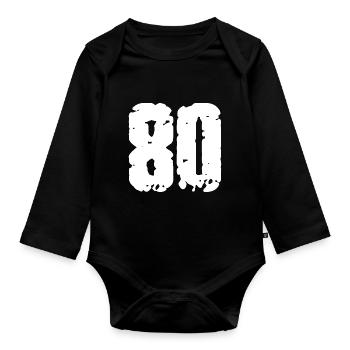80 Number Vintage - Organic Longsleeve Baby Bodysuit - black - Front