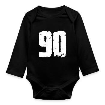 90 Number Vintage - Organic Longsleeve Baby Bodysuit - black - Front
