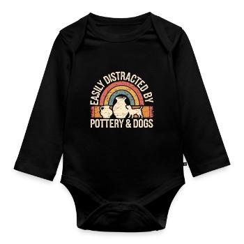 Poterie, chiens et poterie - Body Bébé bio manches longues - noir - Devant