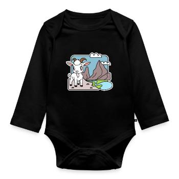La mignonne petite chèvre de montagne est dans les Alpes ! - Body Bébé bio manches longues - noir - Devant