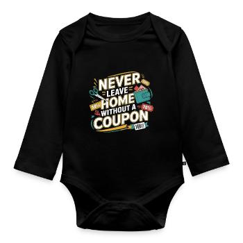 Verlassen Sie nie das Haus ohne einen Coupon Couponer Speichern - Baby Bio-Langarm-Body - Schwarz - Vorne
