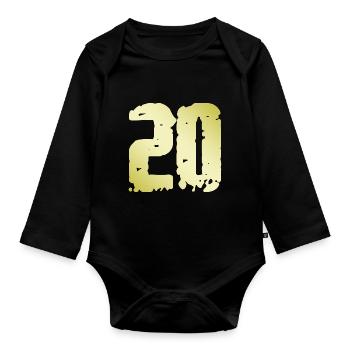 20 Zahl Vintage - Baby Bio-Langarm-Body - Schwarz - Vorne