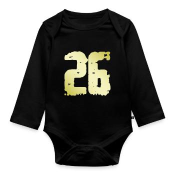 26 Number Vintage - Organic Longsleeve Baby Bodysuit - black - Front