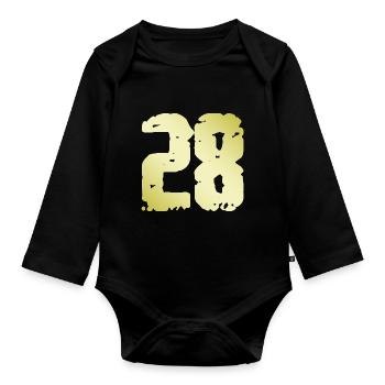 28 Nombre Vintage - Body Bébé bio manches longues - noir - Devant