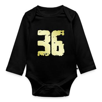 36 Number Vintage - Organic Longsleeve Baby Bodysuit - black - Front
