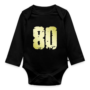 80 Number Vintage - Organic Longsleeve Baby Bodysuit - black - Front