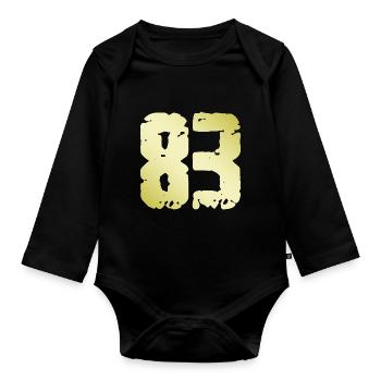 83 Nombre Vintage - Body Bébé bio manches longues - noir - Devant