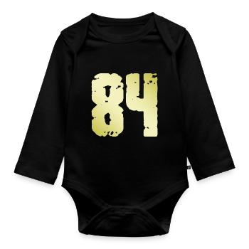 84 Zahl Vintage - Baby Bio-Langarm-Body - Schwarz - Vorne