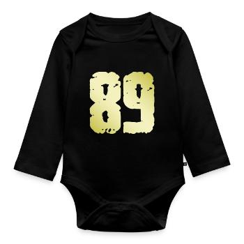 89 Nombre Vintage - Body Bébé bio manches longues - noir - Devant
